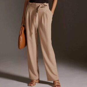 Maeve by Anthropologie high rise tailored trousers 6 tan pleated trouser pants
